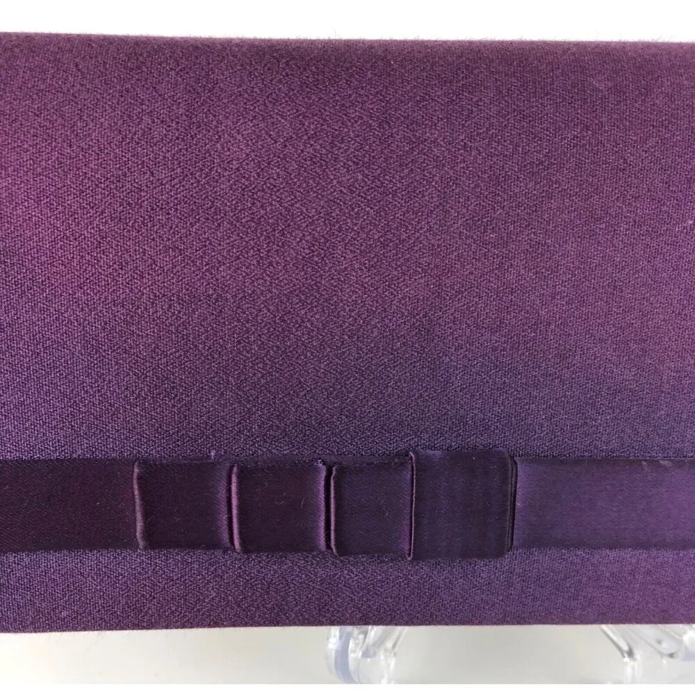 Vintage Touch Ups Purple Satin Clutch Purse w/ Gold Chain Shoulder Strap - Picture 3 of 12
